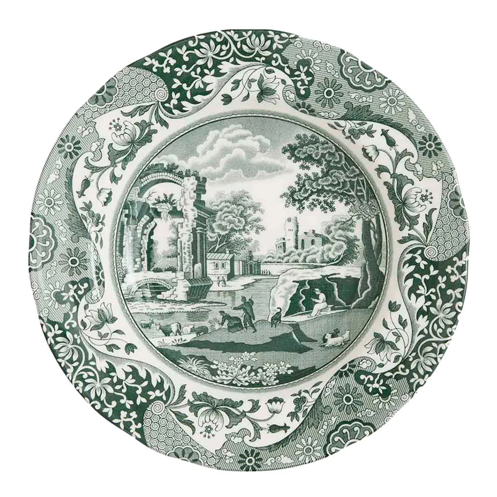Spode Heritage Green Italian djup tallrik 23 cm grön/vit