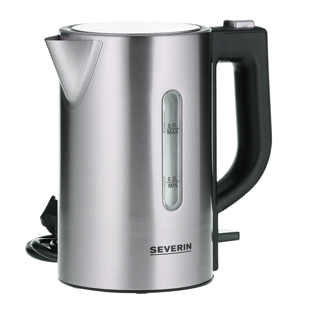 Severin - Matkavedenkeitin mukilla WK3647 0,5L 1100W musta/hopea