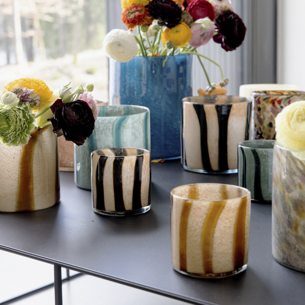 ByOn Calore lyslykt 10x10 cm beige/brun stripe