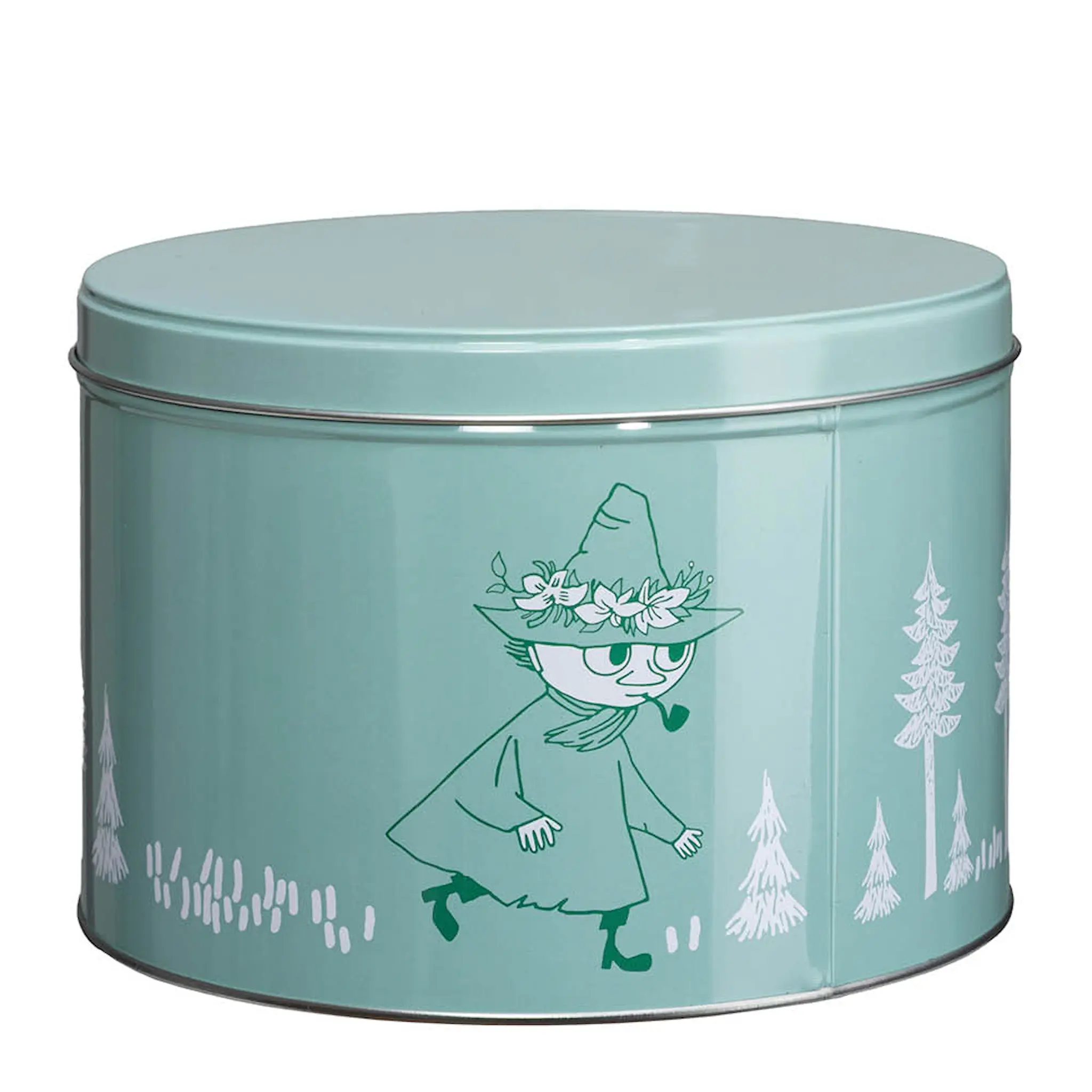 Martinex Mumin stapelbar plåtburk 1,5 L Snusmumriken grön