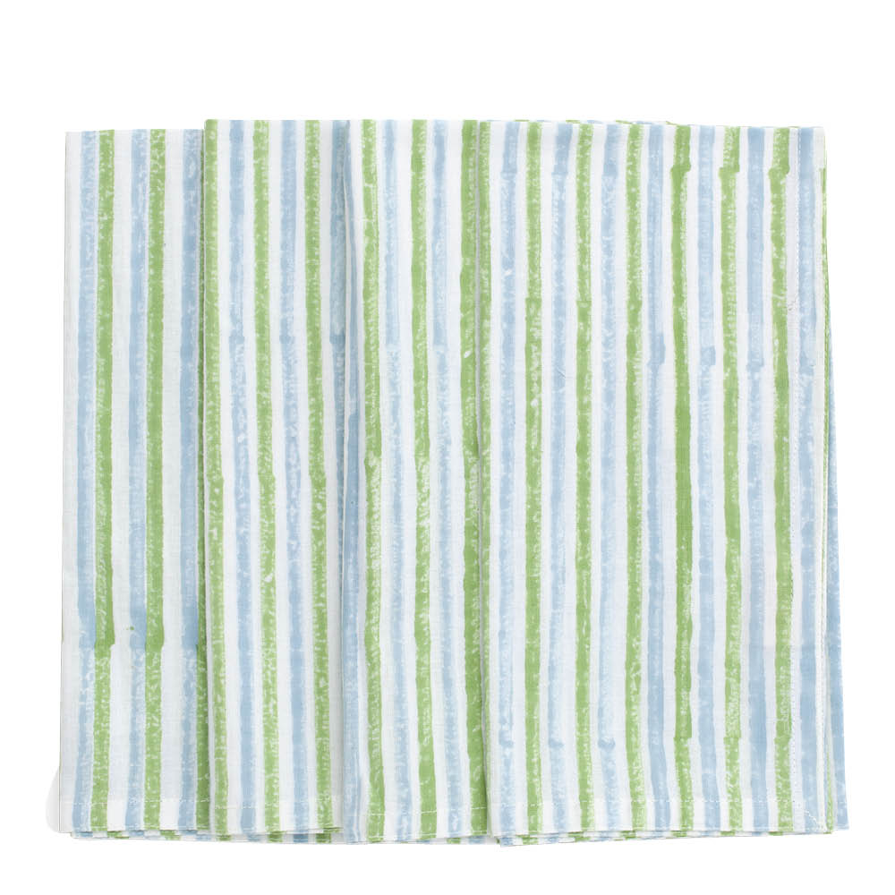 Chamois Stripe servett 50x50 cm 4-pack grön/blå