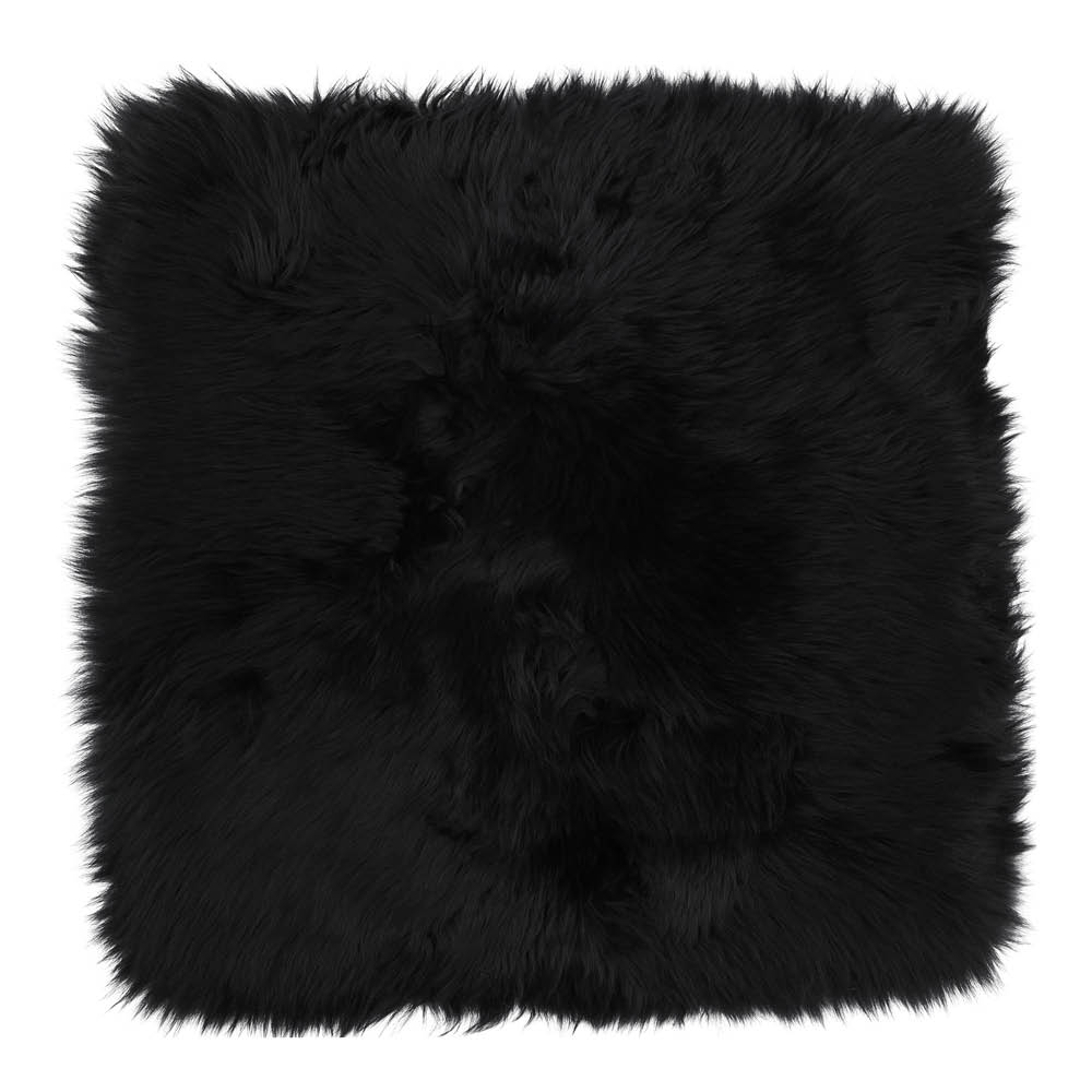 Natures Collection Sittdyna New Zealand fårskinn lång ull 40x40 cm black