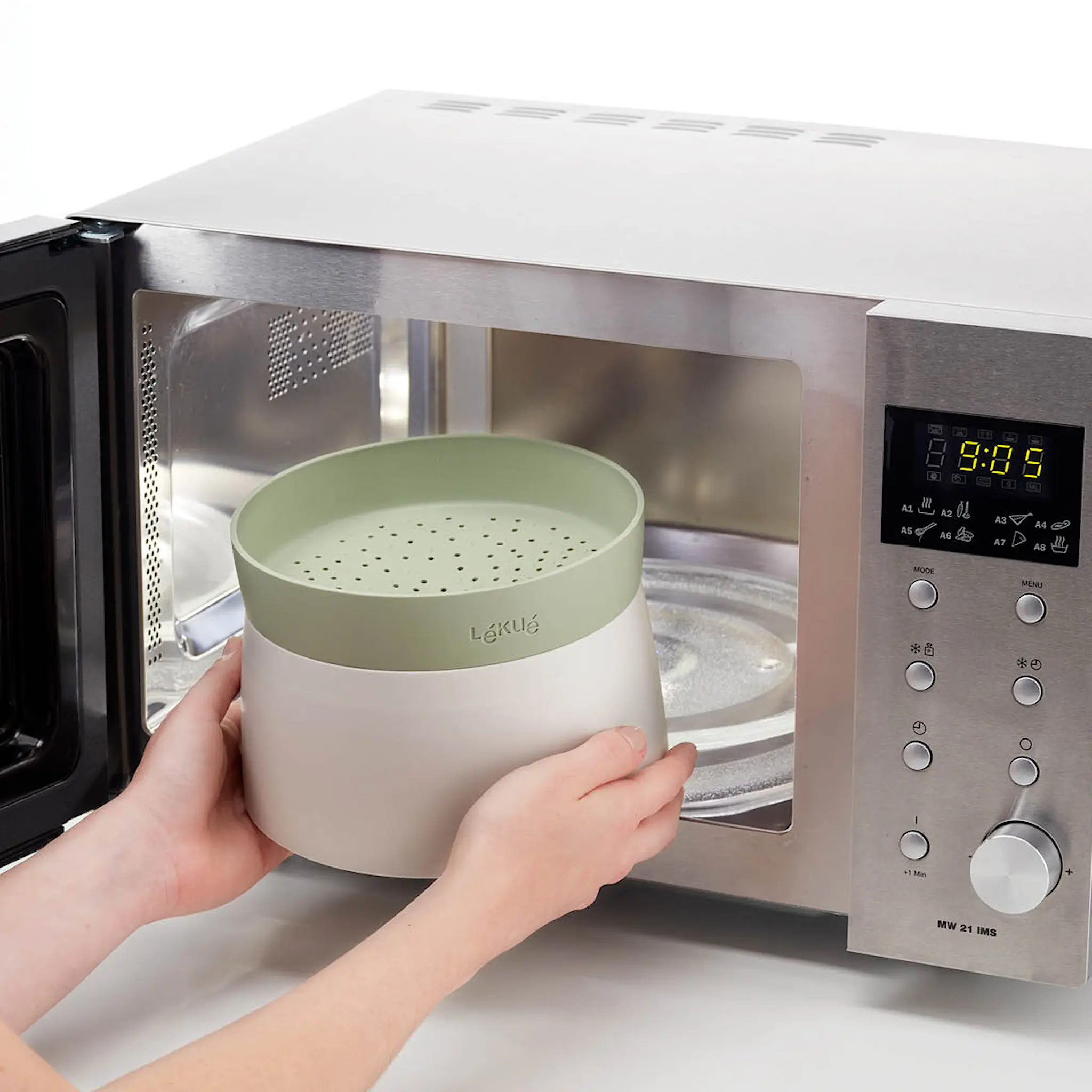 Lékué Snabbkokare för ris i mikrovågsugn 1 L grön