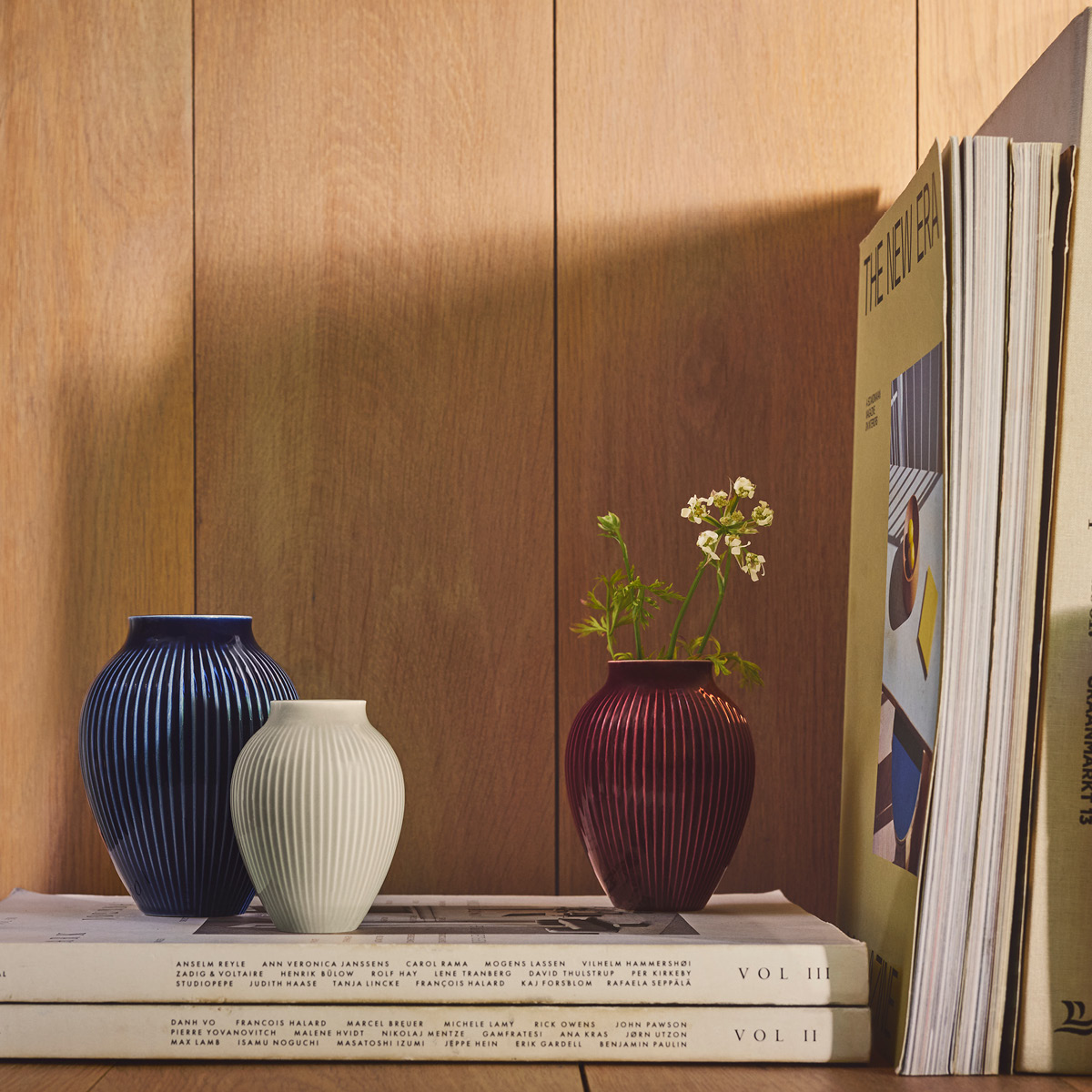 Knabstrup Keramik Ripple minivaser 11 cm 3-pack berry/sand/dark blue