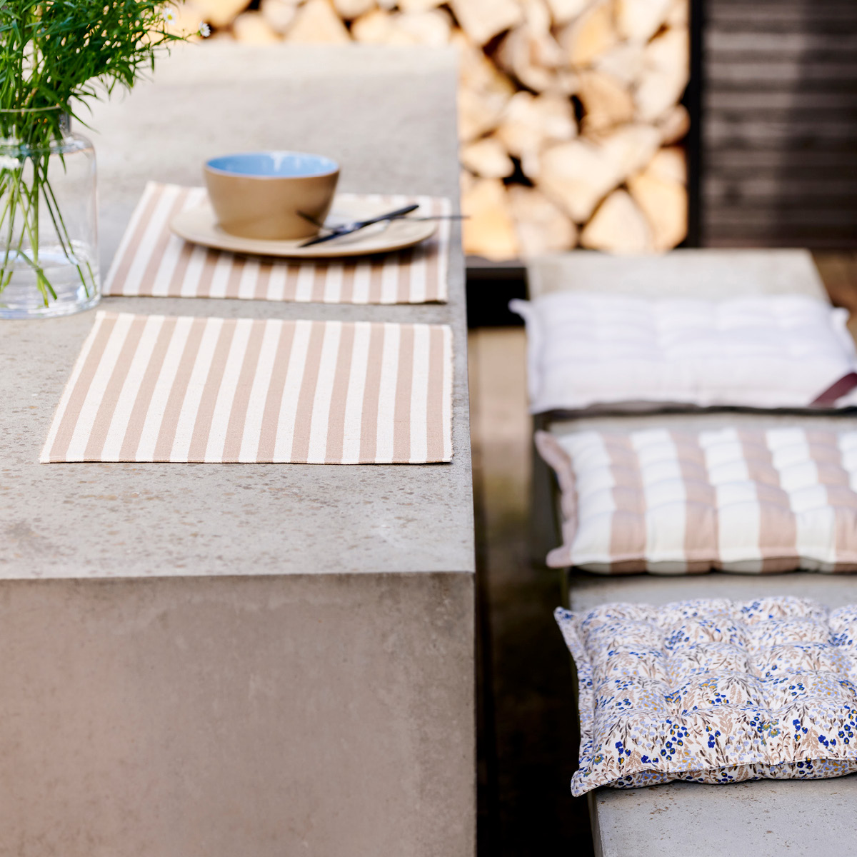 Södahl Statement Stripe Pöytätabletti 33x48 cm 2 kpl Beige