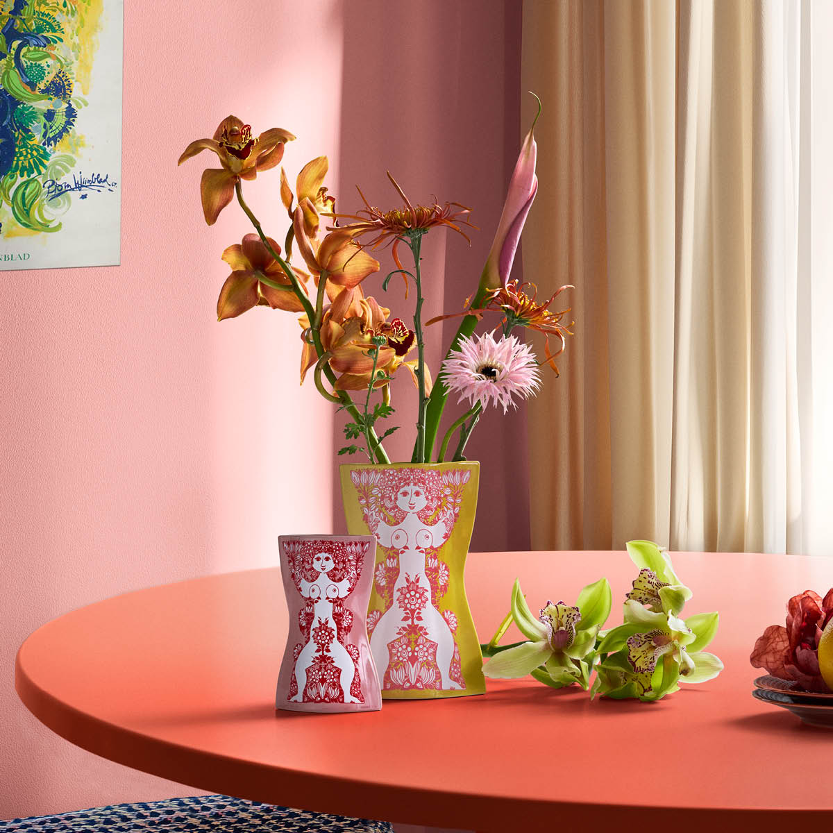 Bjørn Wiinblad Nina Maljakko 22 cm Keltainen/Vaaleanpunainen