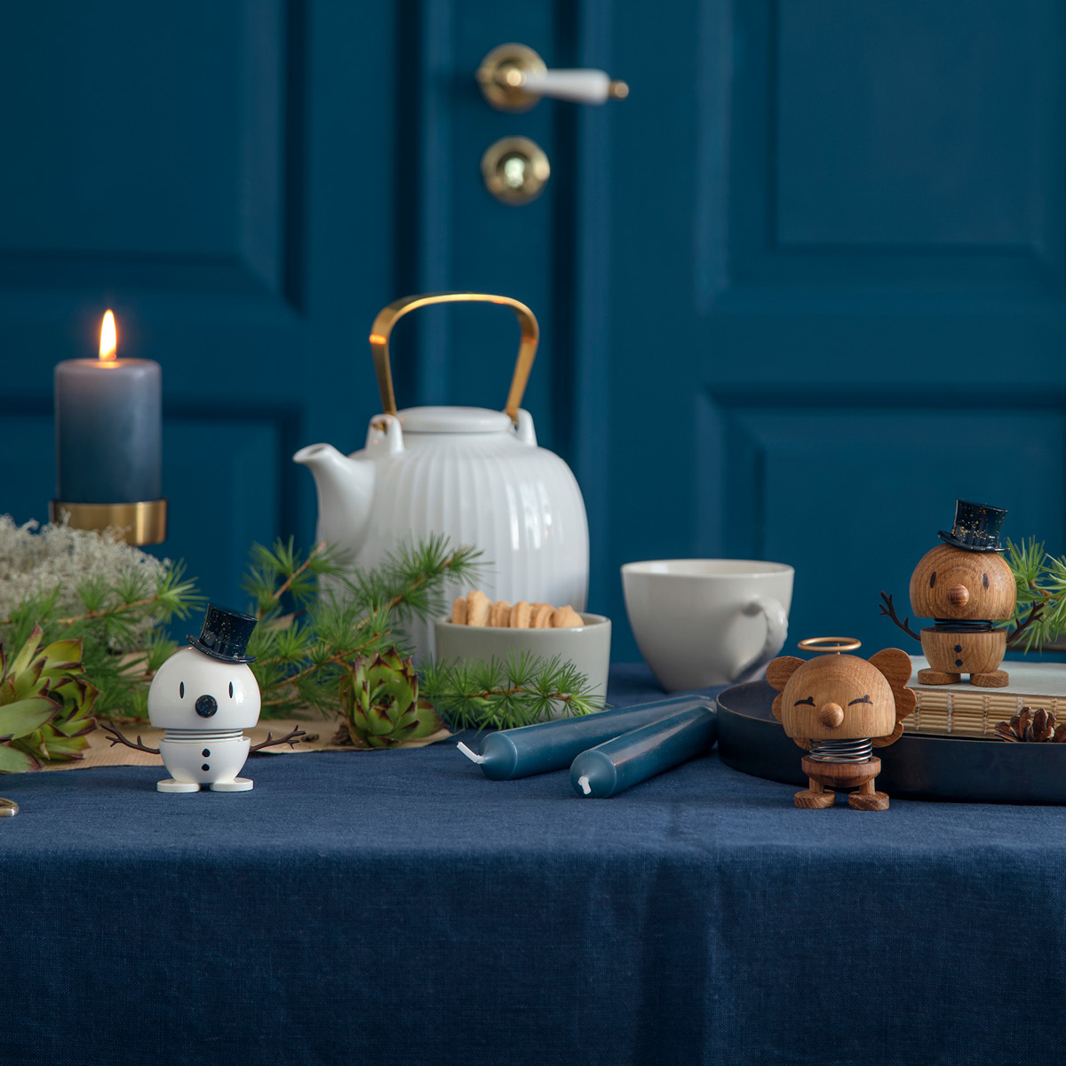 Hoptimisten Snowman liten hvit/blå