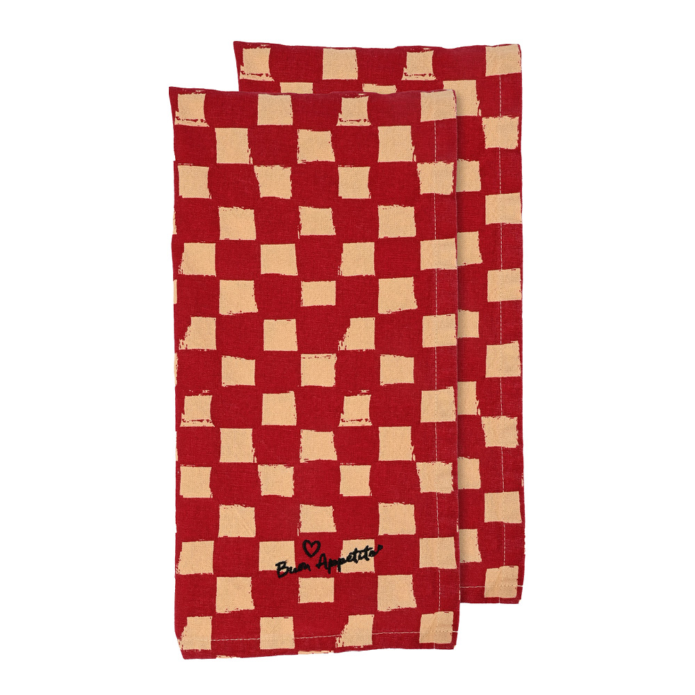 ByOn Love kökshandduk 50x70 cm 2-pack röd/sand