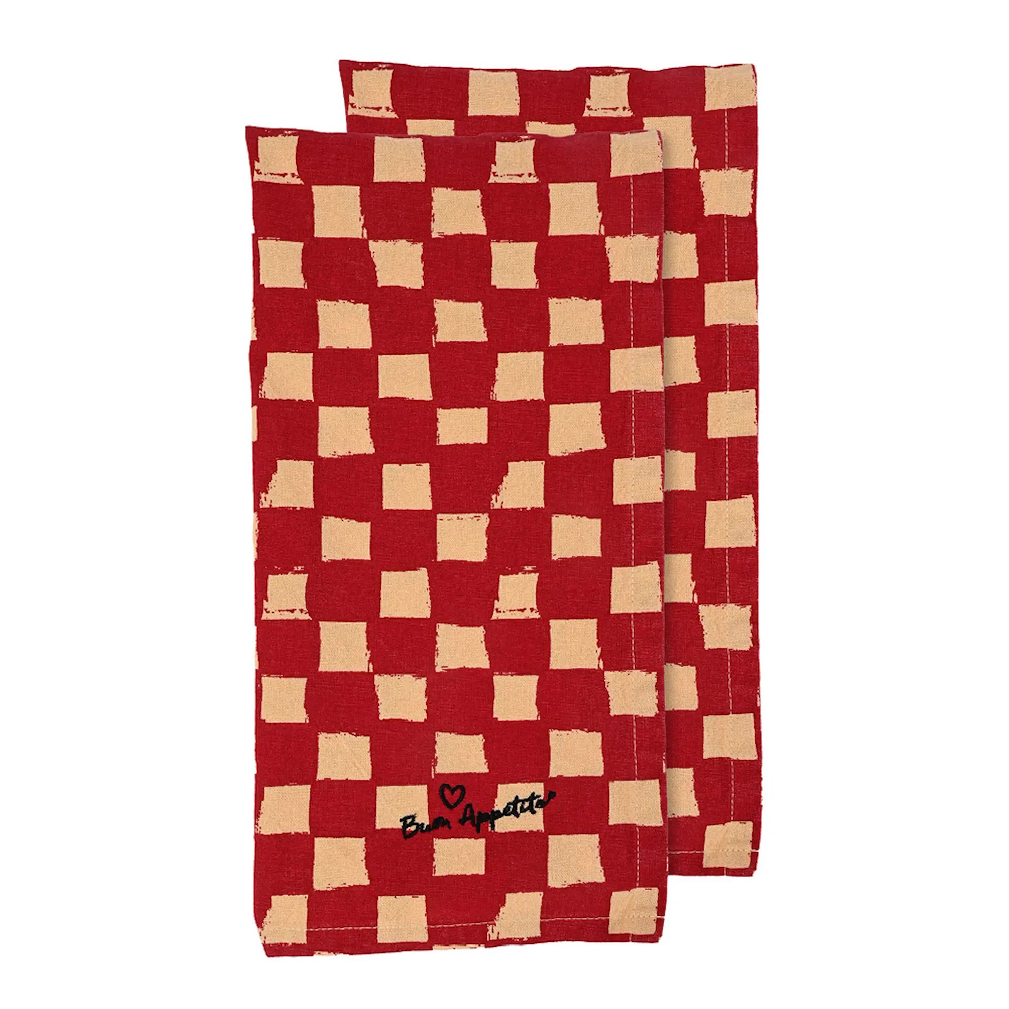 ByOn Love kökshandduk 50x70 cm 2-pack röd/sand