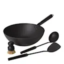 Wokset kolstål med verktyg 32 cm