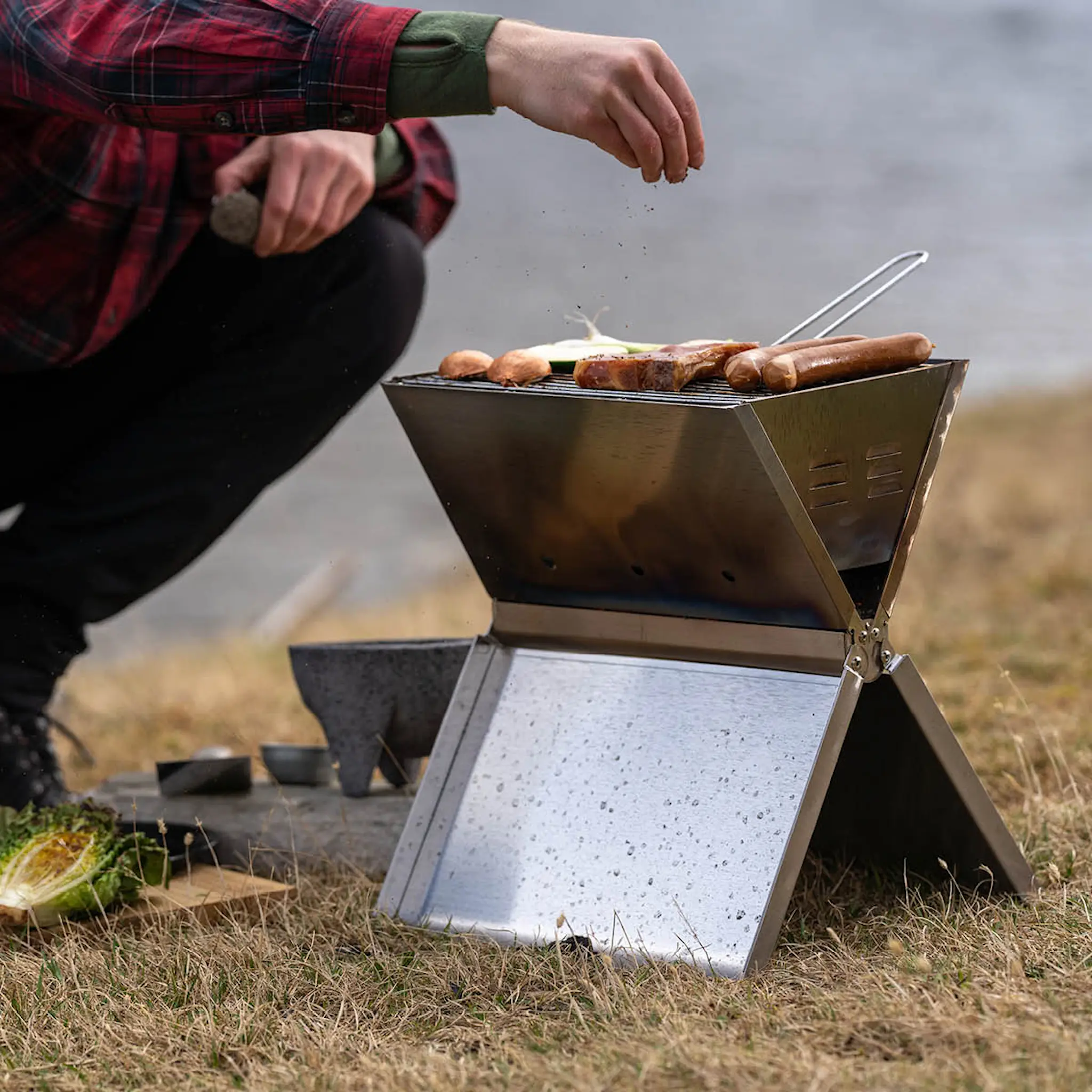 Hällmark of Sweden Sammenleggbar grill 36x26 cm rustfritt stål