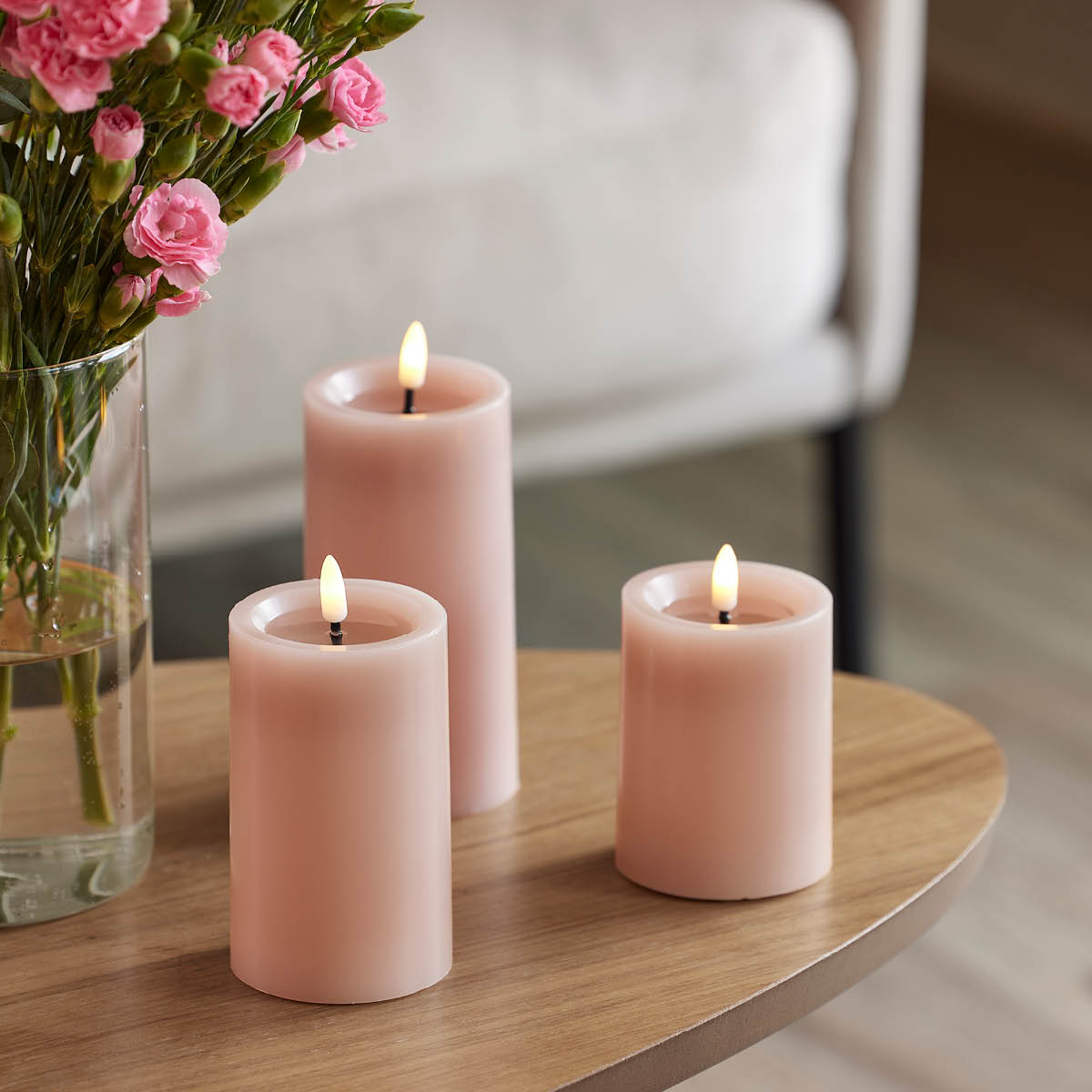Edelweiss LED Pöytäkynttilä 7,5x12,5 cm Pastel Rose