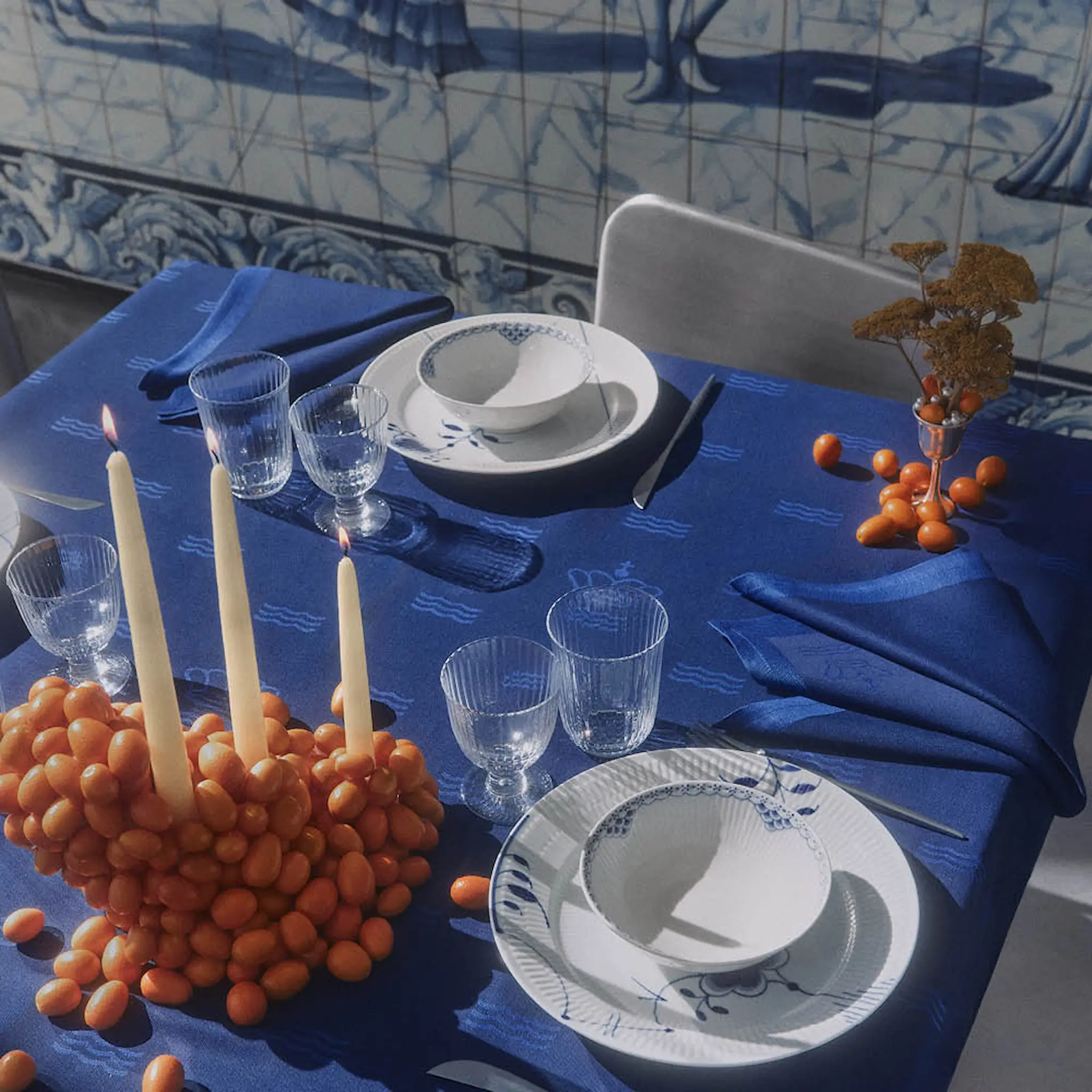 Royal Copenhagen Waves duk 144x270 cm blå