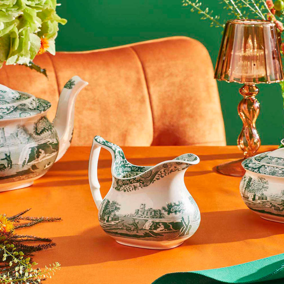 Spode Heritage Green Italian gräddkanna 22 cl grön/vit