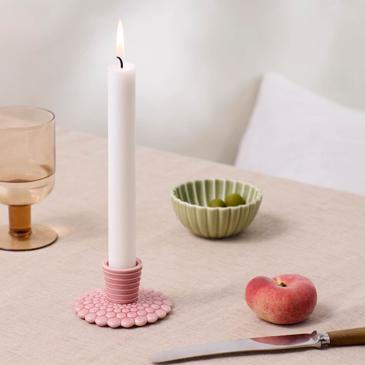 Dottir Pipanella Kynttilänjalka 4,5 cm Bubble lines dusty rose