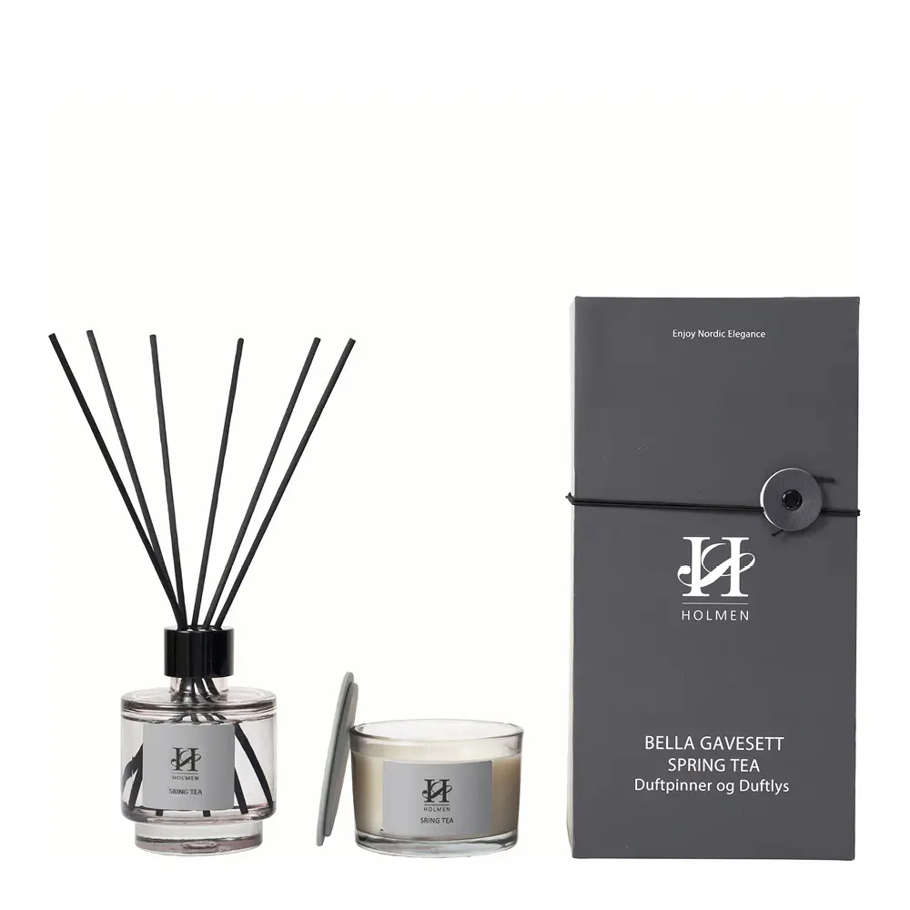 Bella gavesett Spring tea 23x11,5x8 cm lys grå