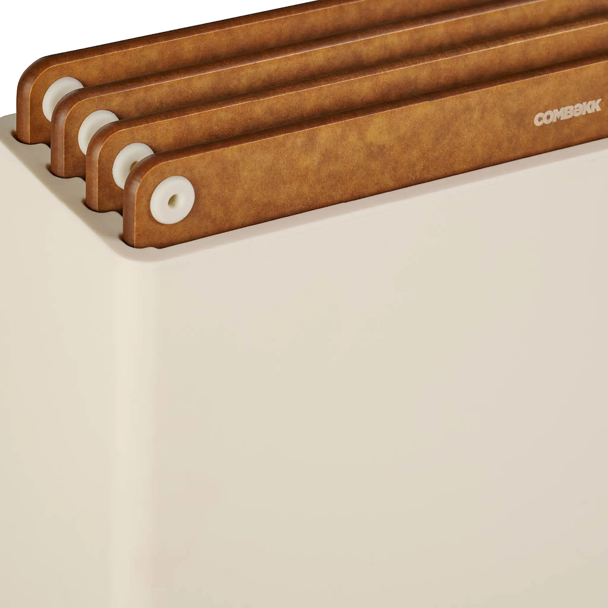 Combekk Leikkuulautasetti telineellä 4 osaa Sand/Ruskea