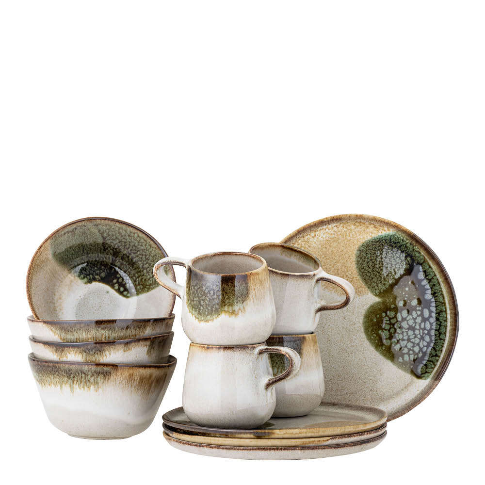 Bloomingville Jules frukostservis set 12 delar grön