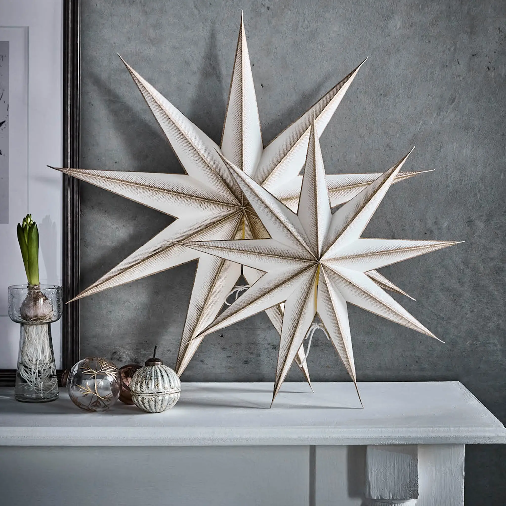 House Doctor 9 Point adventsstjärna 45 cm off-white champagne