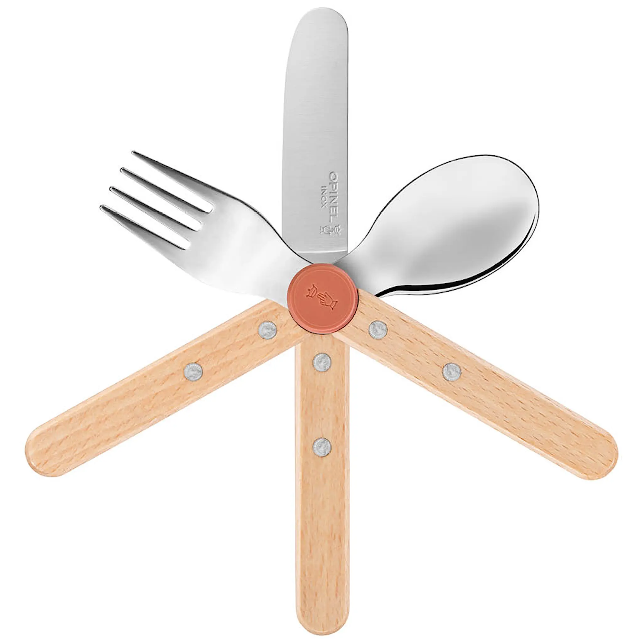 Opinel Petit Gourmet Lasten aterimet 3 osaa Koralli