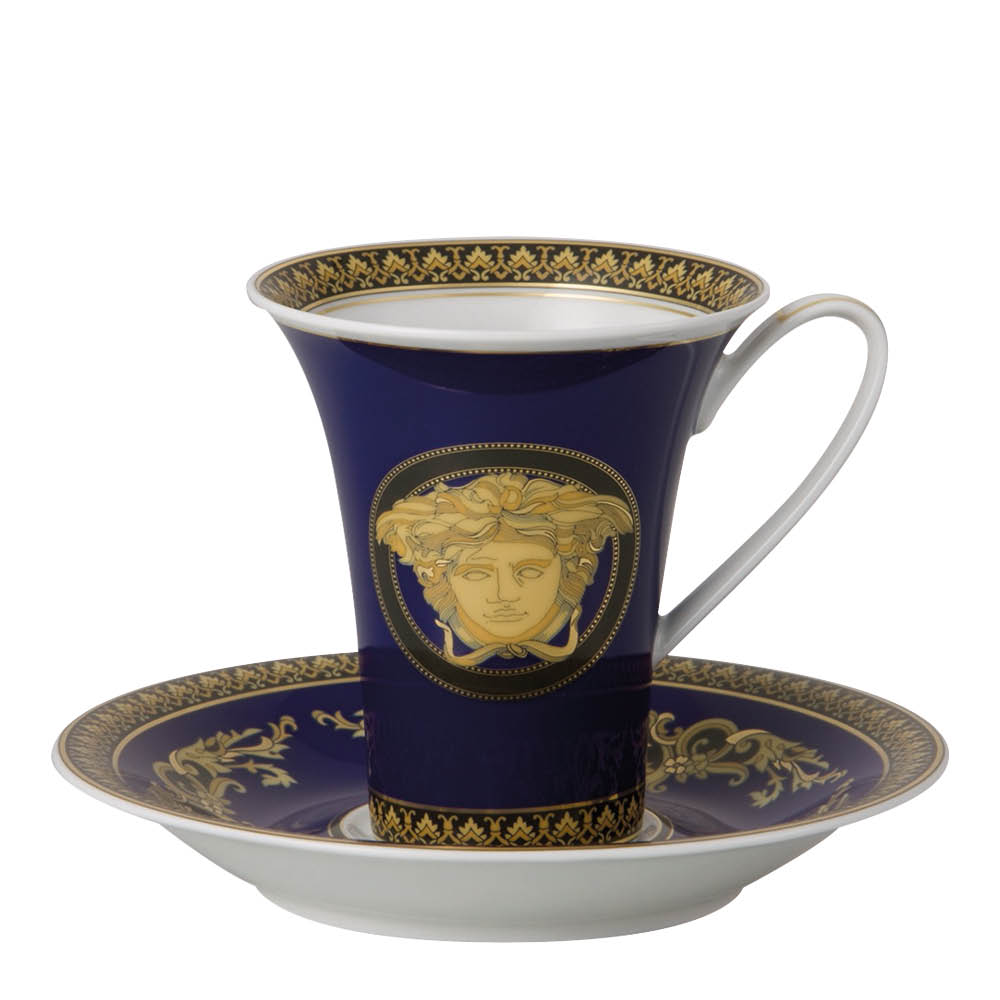 Versace Medusa kahvikuppi ja lautanen 18 cl sininen