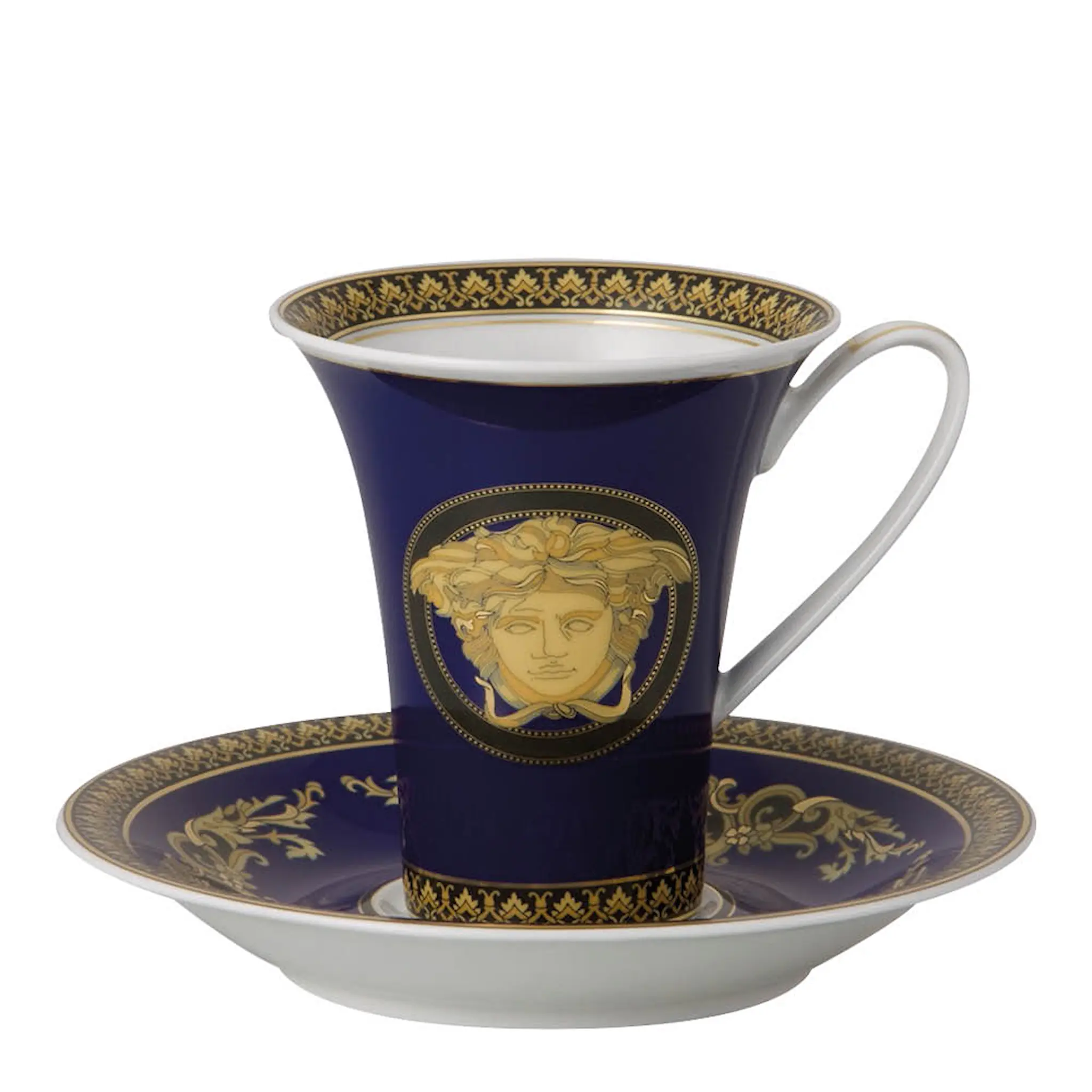 Versace Medusa kahvikuppi ja lautanen 18 cl sininen