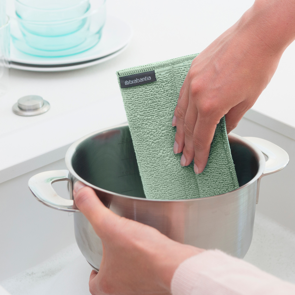 Brabantia SinkSide mikrofiberkudde 23x18 cm 3-pack jadegrön/grå/vit