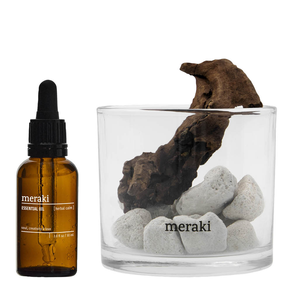 Meraki - Lavastone & wood Huonetuoksu Herbal calm 30 ml Valkoinen