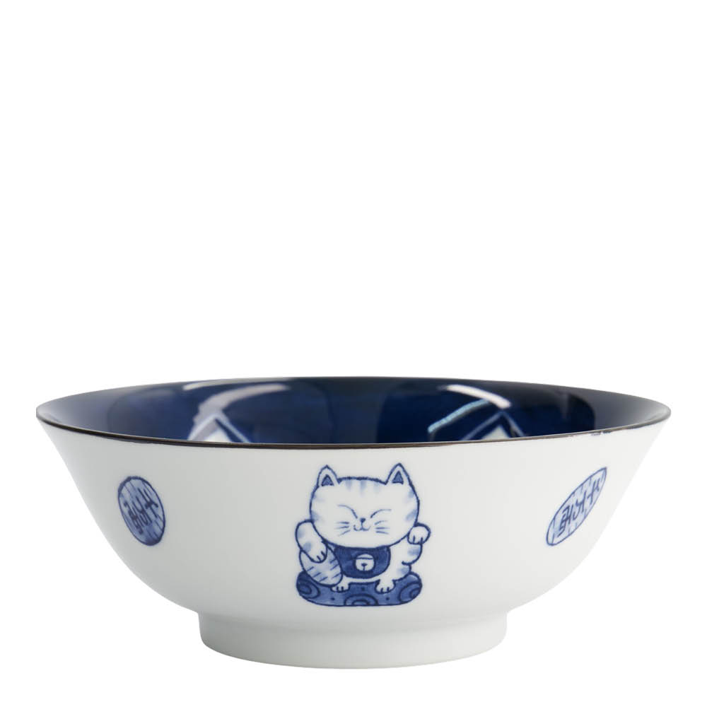 Tokyo Design Studio Kawaii ramenskål 20 cm Katt Neko 33419 blå