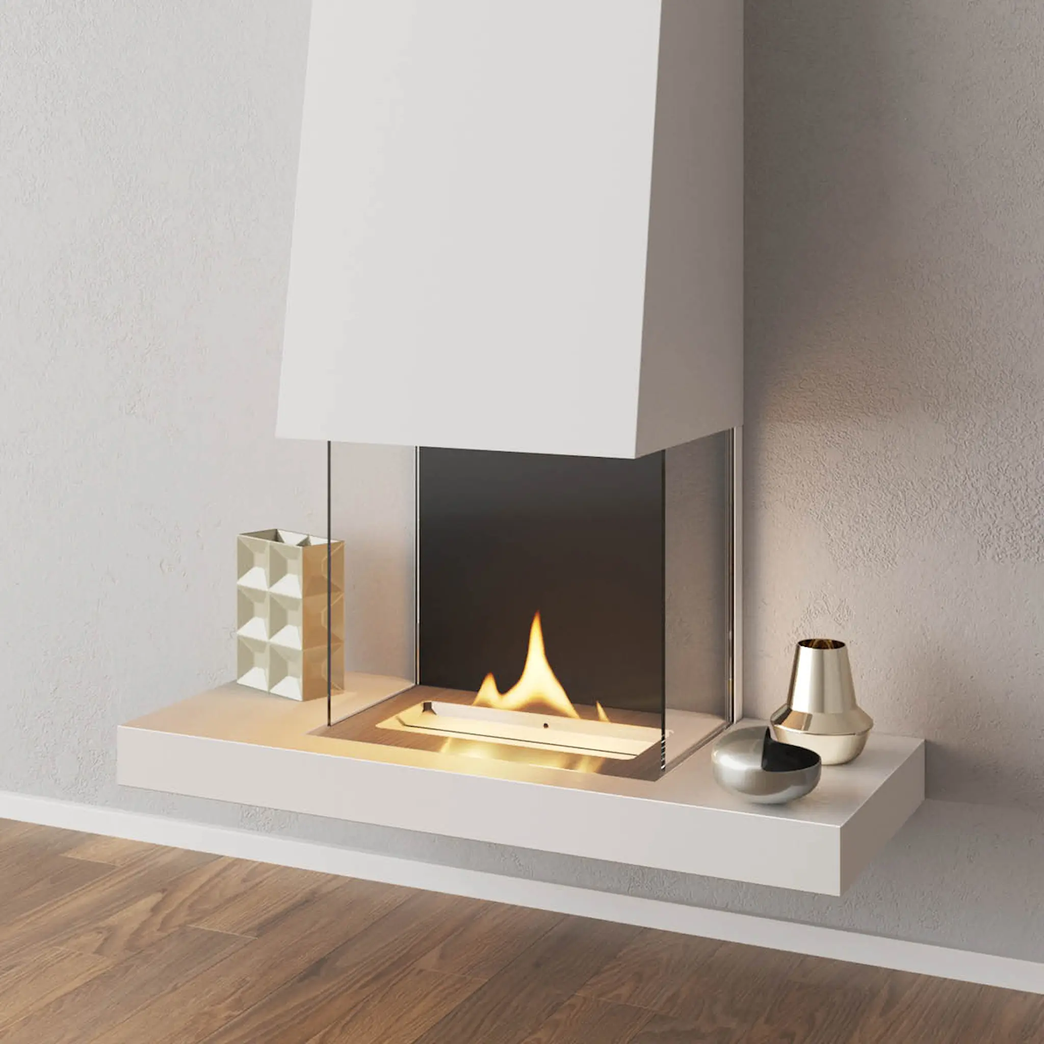 Tenderflame Raff Vägghängd Öppen Spis 180 1,05L Vit