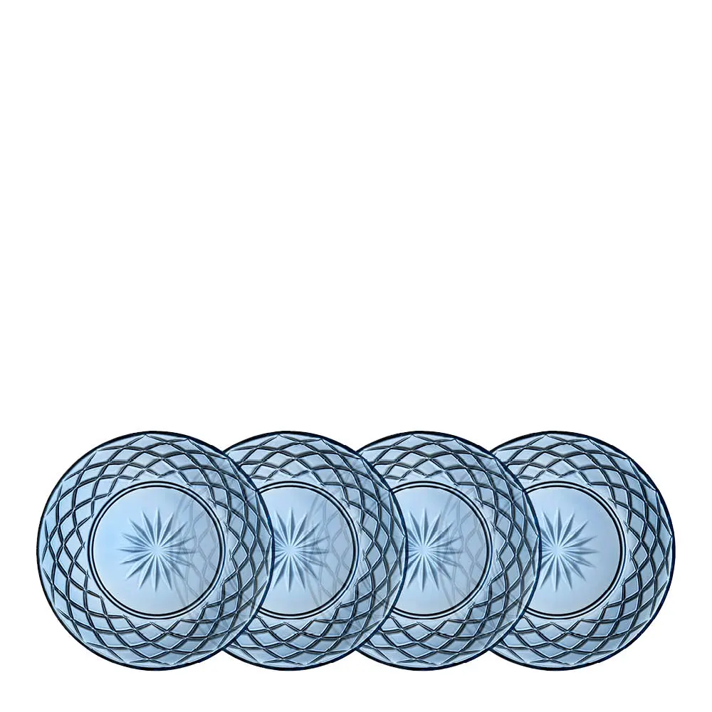 Sorrento glastallerken 21 cm 4 stk blå