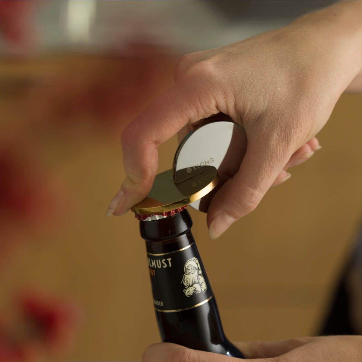 Klong Otto flaskeåpner 5x7,5 cm messing/rustfri