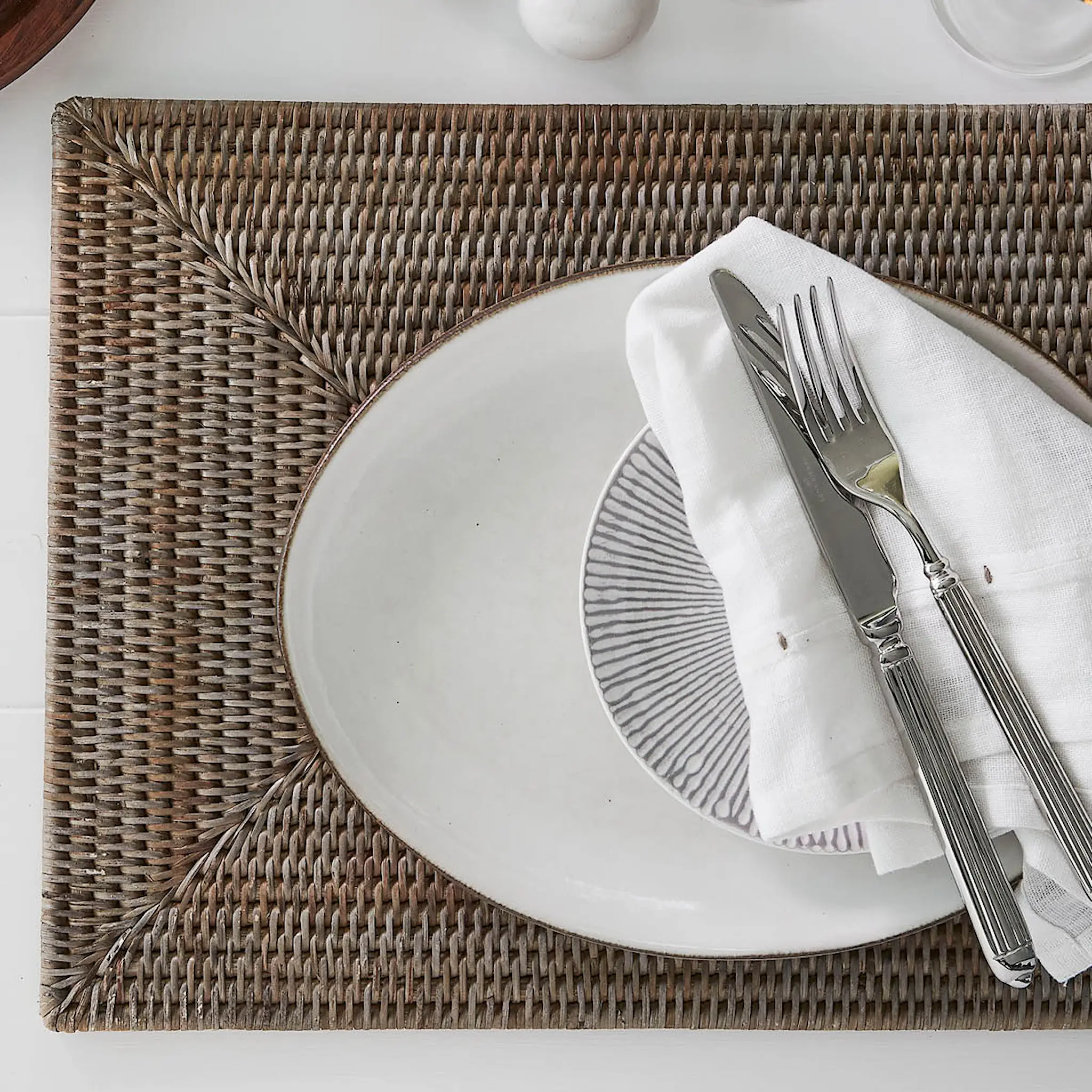 Lene Bjerre Norah bordstablett flätad 45x30 cm natur