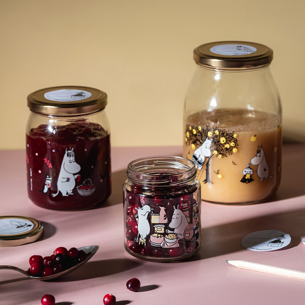 Muurla Mumin glasburk med 4 klistermärken 0,5 L bär klar