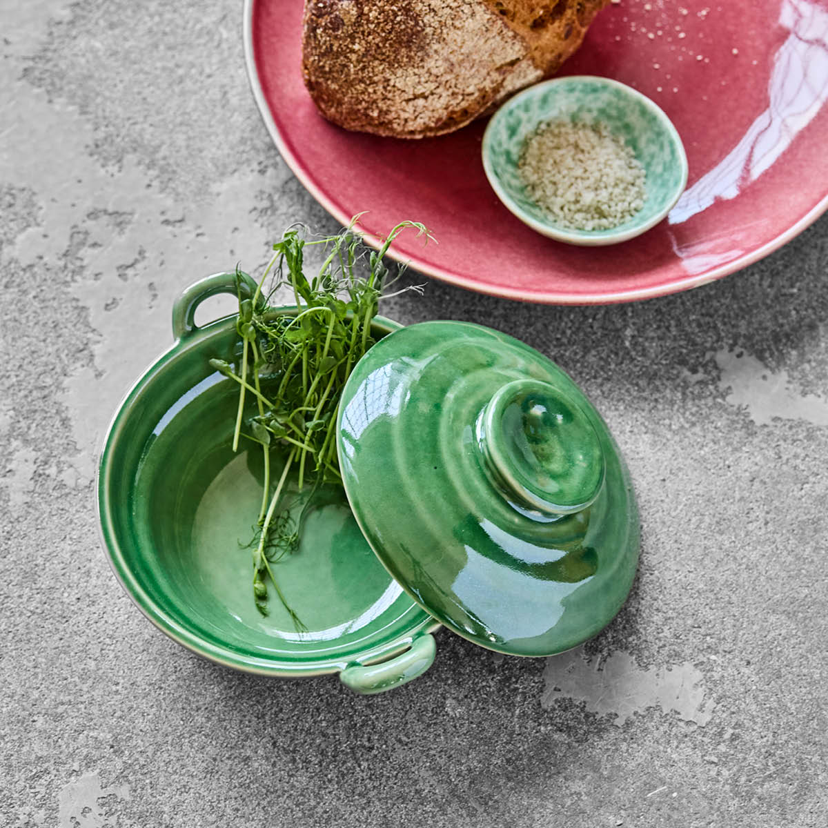 House Doctor Diva krukke med lokk 20x16,5x9,5 cm grønn