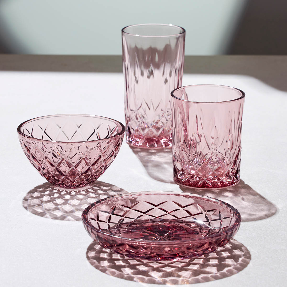 Lyngby Glas Sorrento skål 12 cm 4 stk rosa