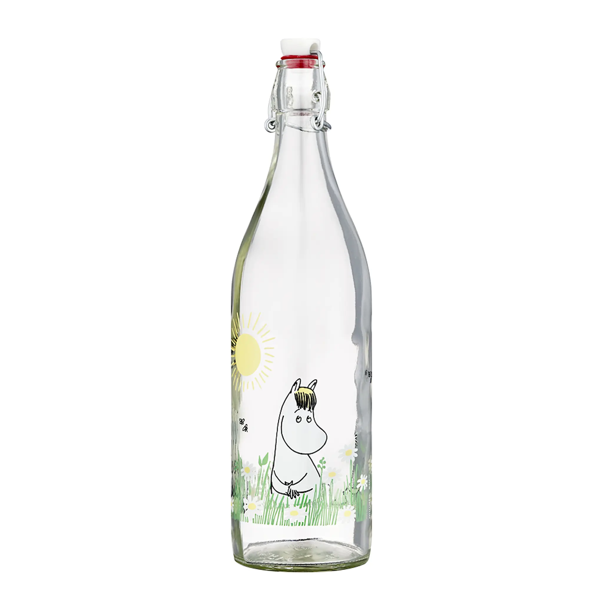 Muurla Mumin glasflaska med bygelkork 1 L äng