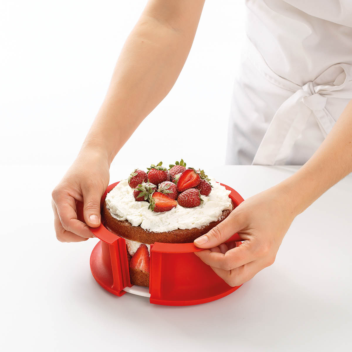 Lékué Springform i silikon med tallrik 15 cm 1 L röd/vit