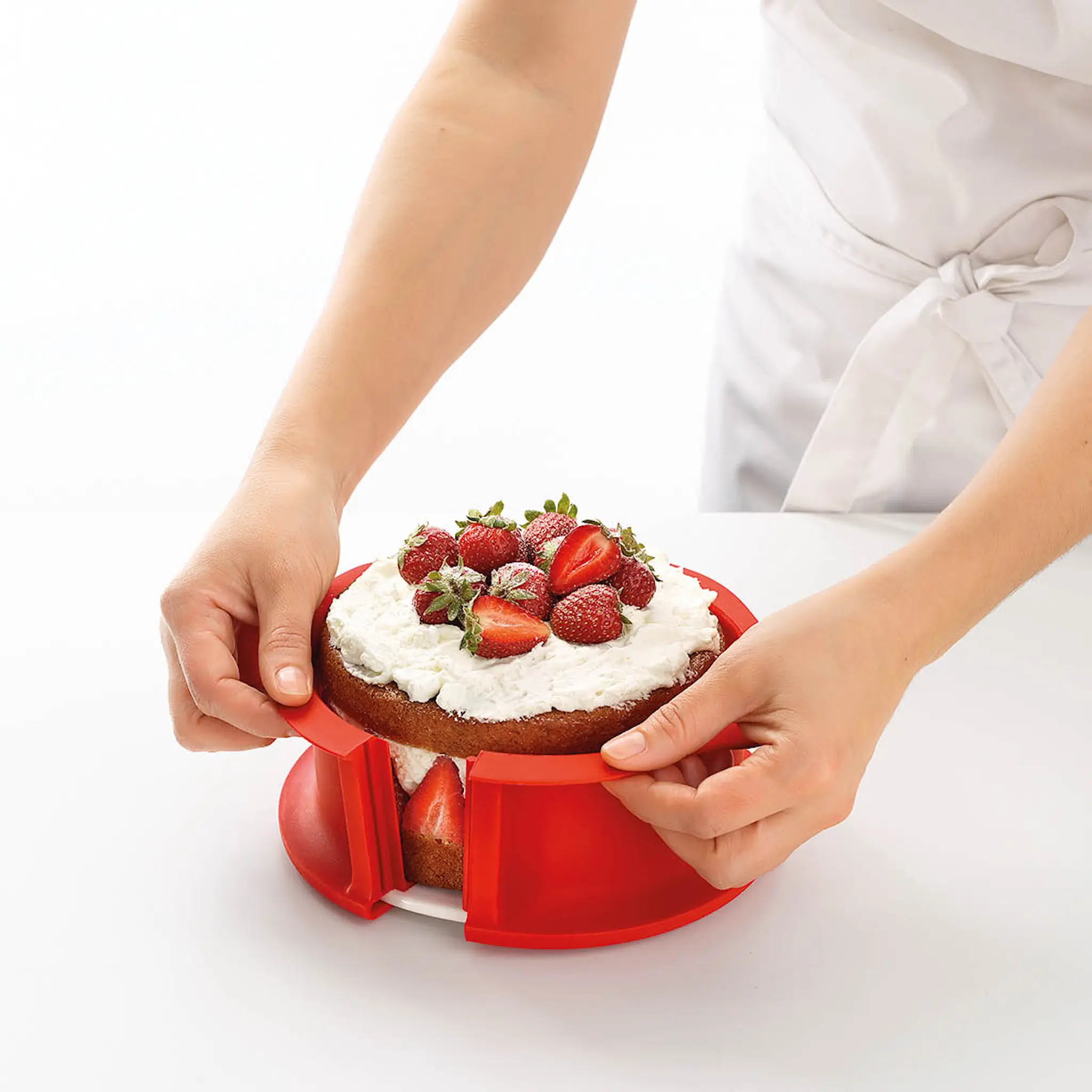 Lékué Springform i silikon med tallrik 15 cm 1 L röd/vit