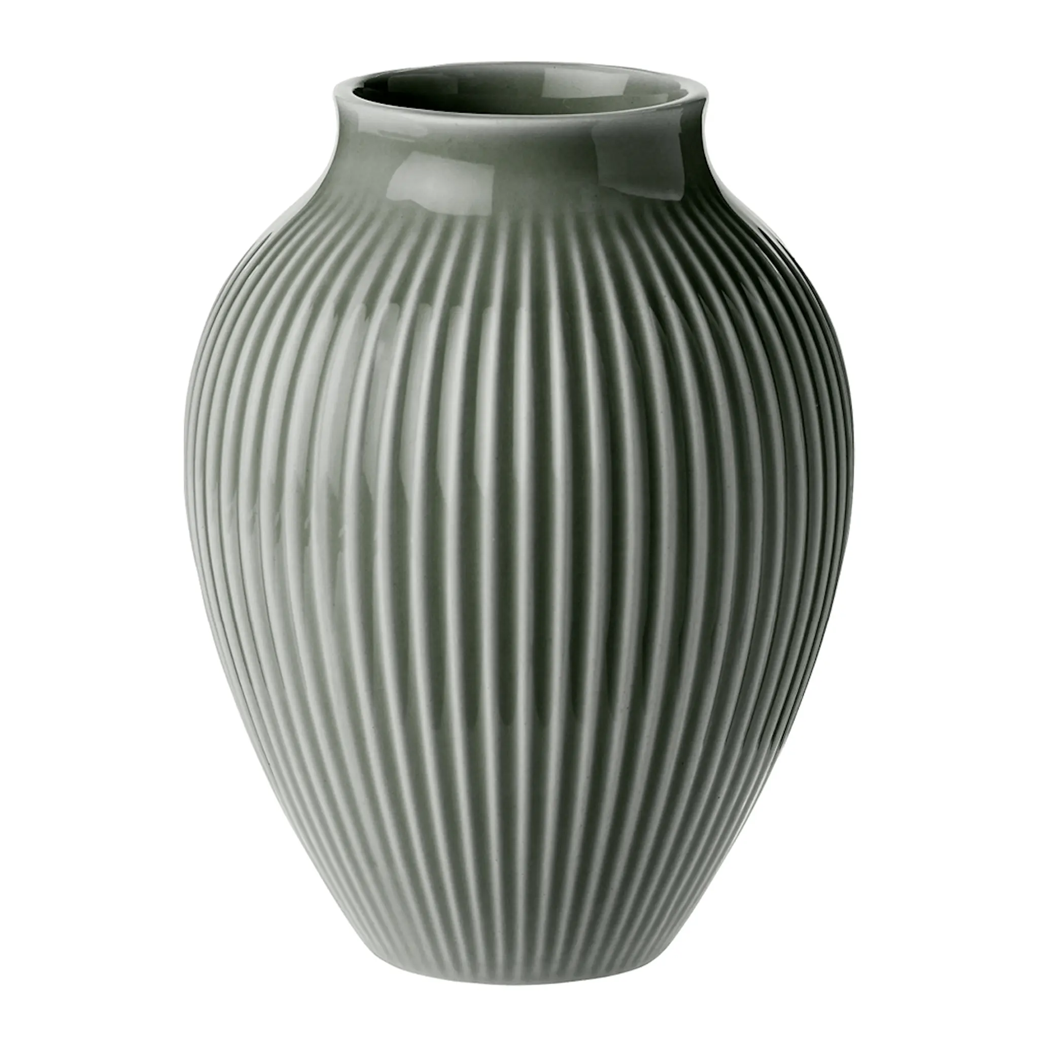 Knabstrup Keramik Ripple vas 12,5 cm matt celadon green
