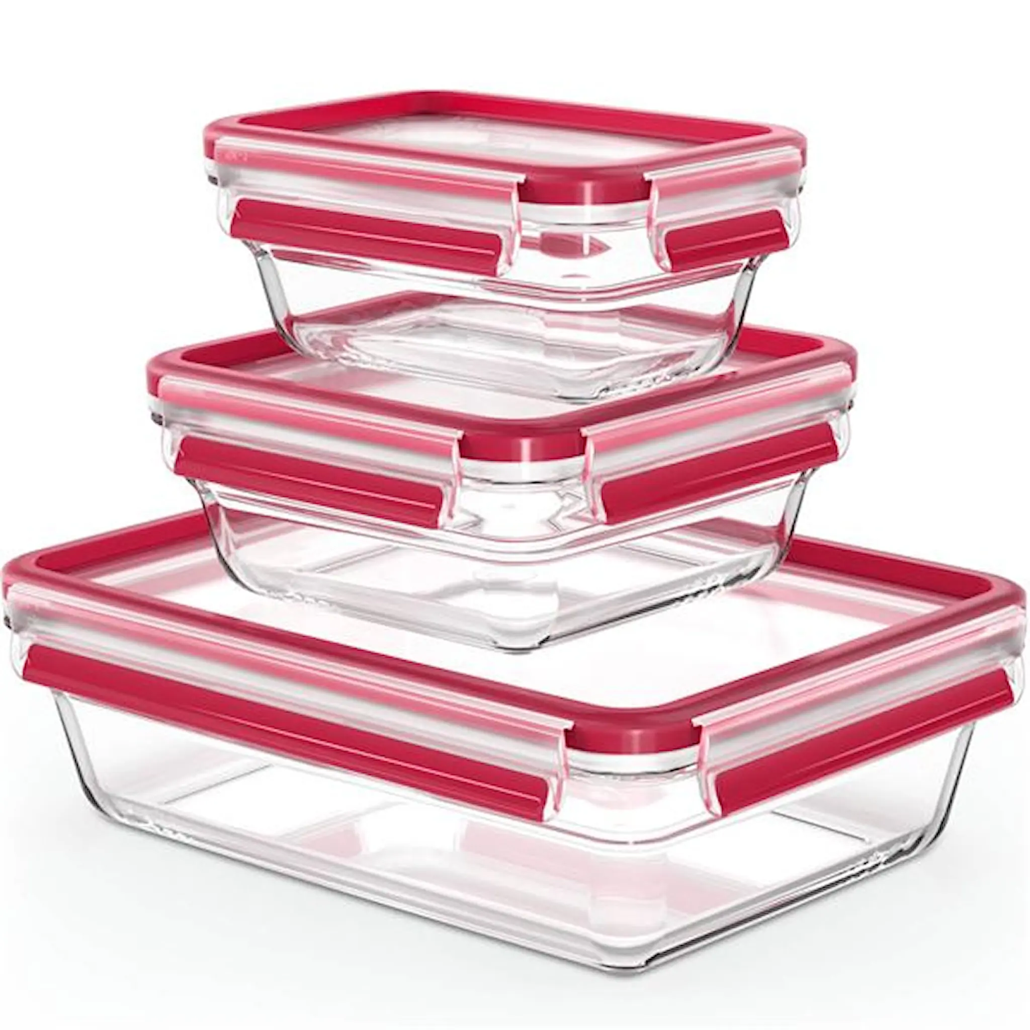 Tefal MasterSeal matlåda 3 delar 0,45L/0,8L/2L röd