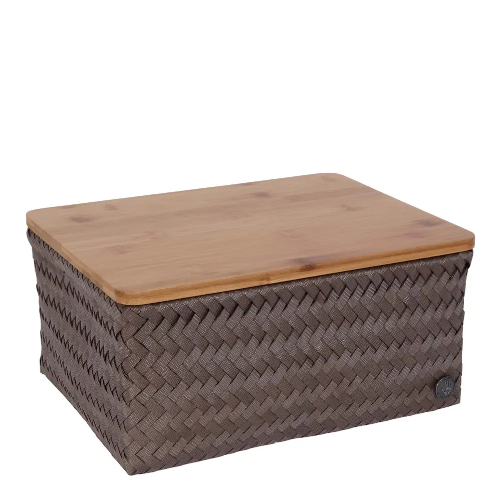 Top Fit stor oppbevaringskurv m/lokk 31x23x15 cm taupe