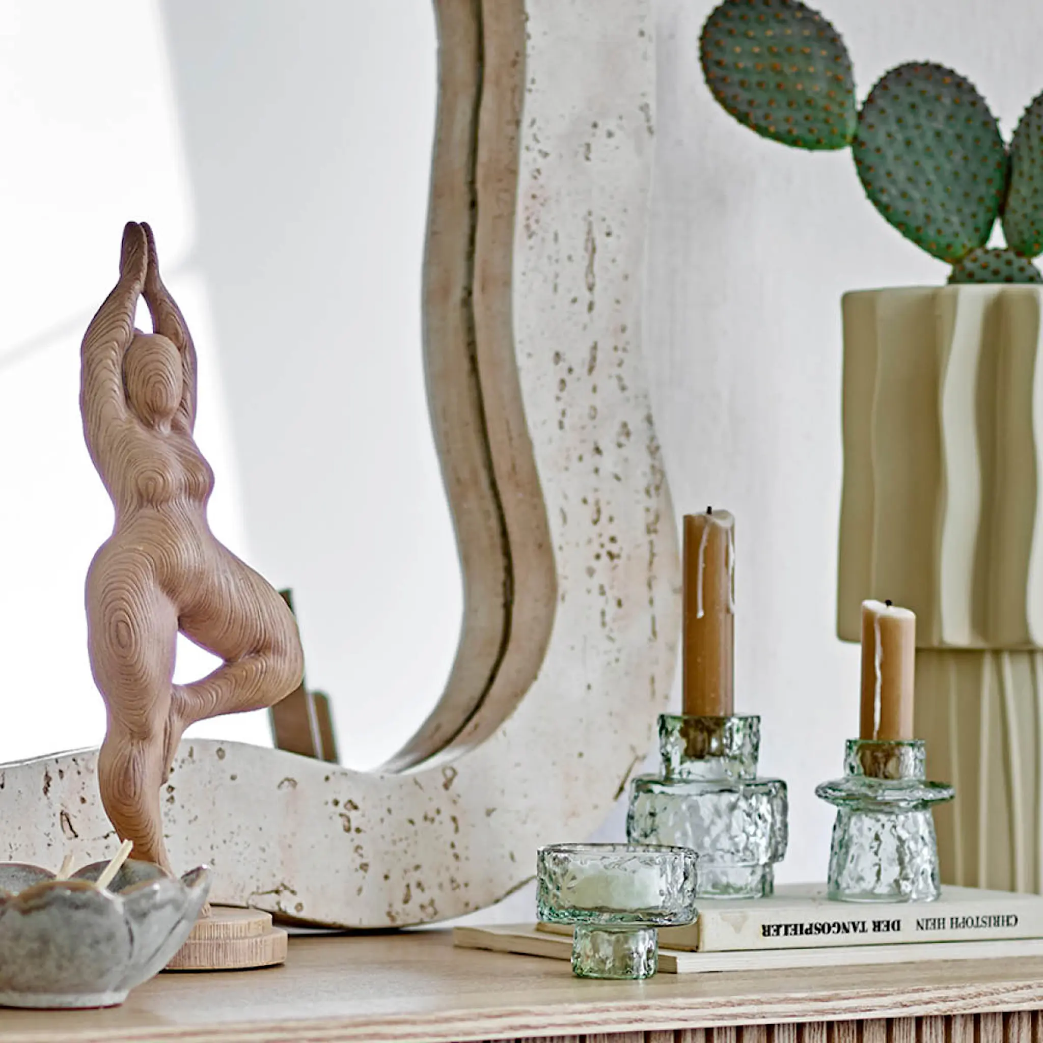 Bloomingville Delphia lysestake i glass 3 stk grønn