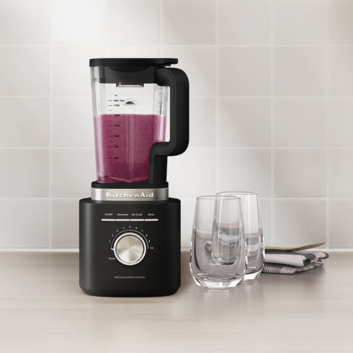 KitchenAid Pure Power blender m/glasskanne 1,85L black matte