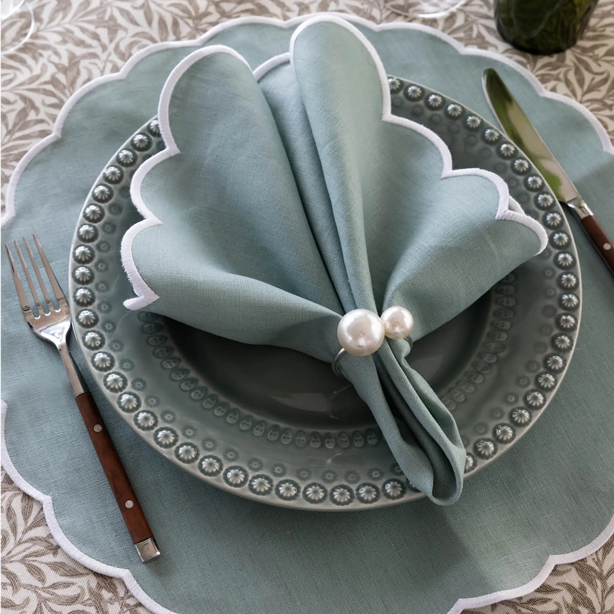 Von Norten Grace Scallop tøyserviett lin 45 cm 2 stk Florence