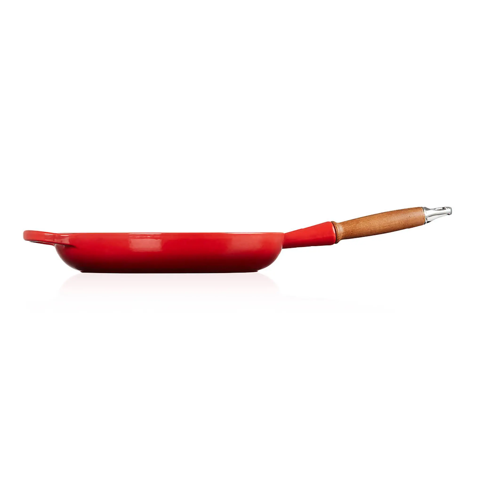 Le Creuset Signature støpejernspanne med trehåndtak 28 cm cerise