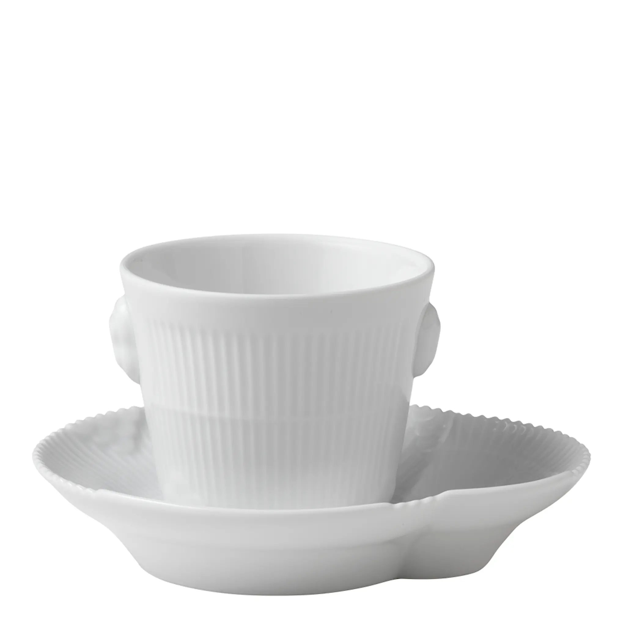 Royal Copenhagen White Elements Espressokuppi ja lautanen 10 cl