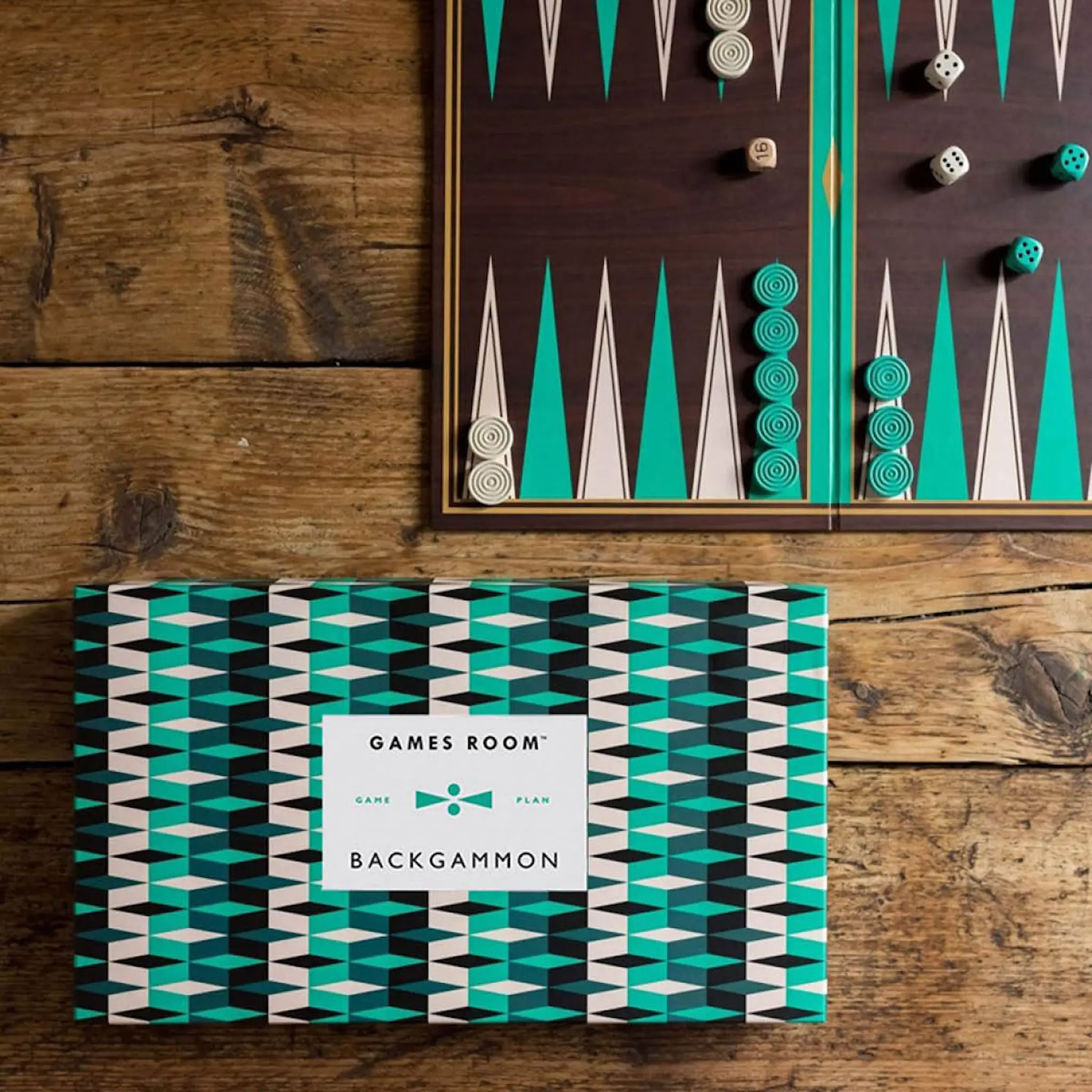 Games Room Backgammon i grafiskt mönstrad ask