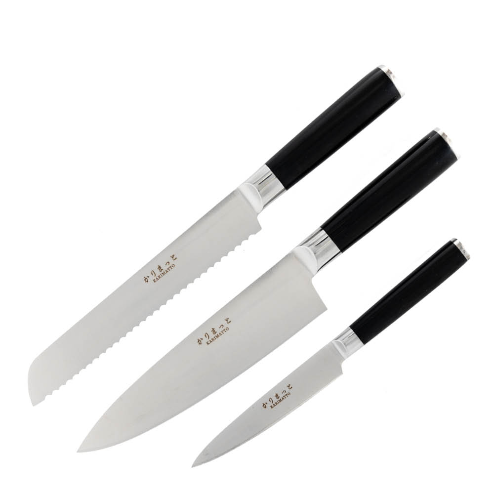 Karimatto Knivset 3 delar svart