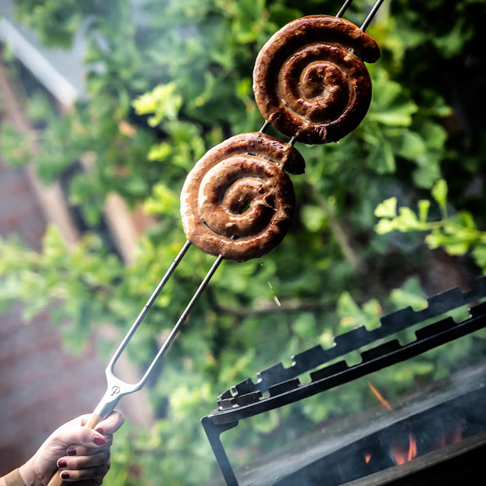 Forged Churrasco gaffelspett grillspett 60 cm stål/olivträ